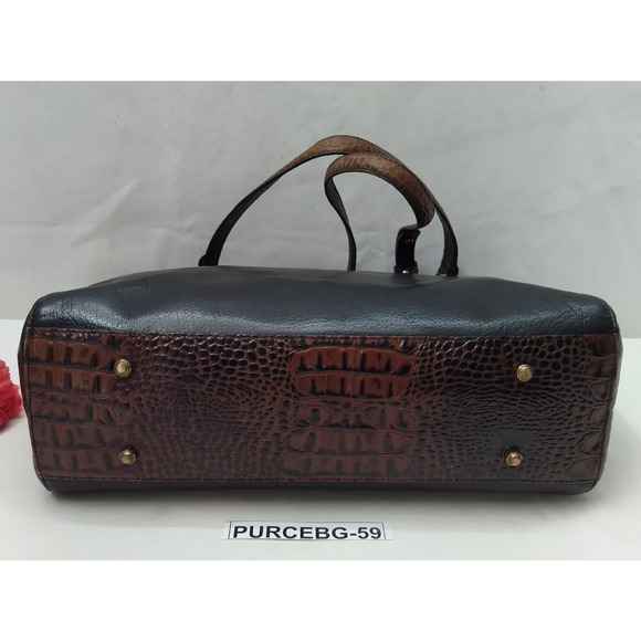 Brahmin Black Leather Double Handle Zipper Closure Tote Shoulder Bag - Picture 9 of 16